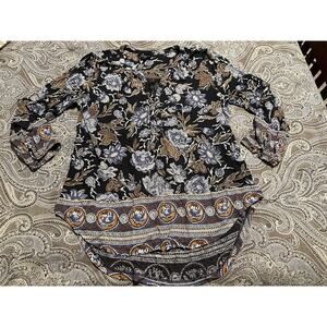 LUCKY BRAND Size medium Boho LONG SLEEVE-HENLEY BUTTON NECKLINE-SOFT COTTON